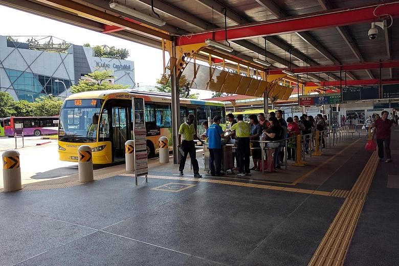 About 30 people were waiting for the CW3 Causeway Link service to Taman Bukit Indah in Johor Baru at Jurong East Bus Interchange around 4pm yesterday.