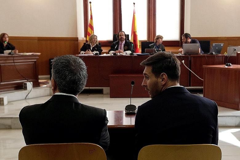 Messi in a Barcelona court on June 2 during his trial for tax fraud. The football star and his father are not expected to serve any time in jail because the prison sentences are likely to be suspended. This is common in Spain for first offences for n