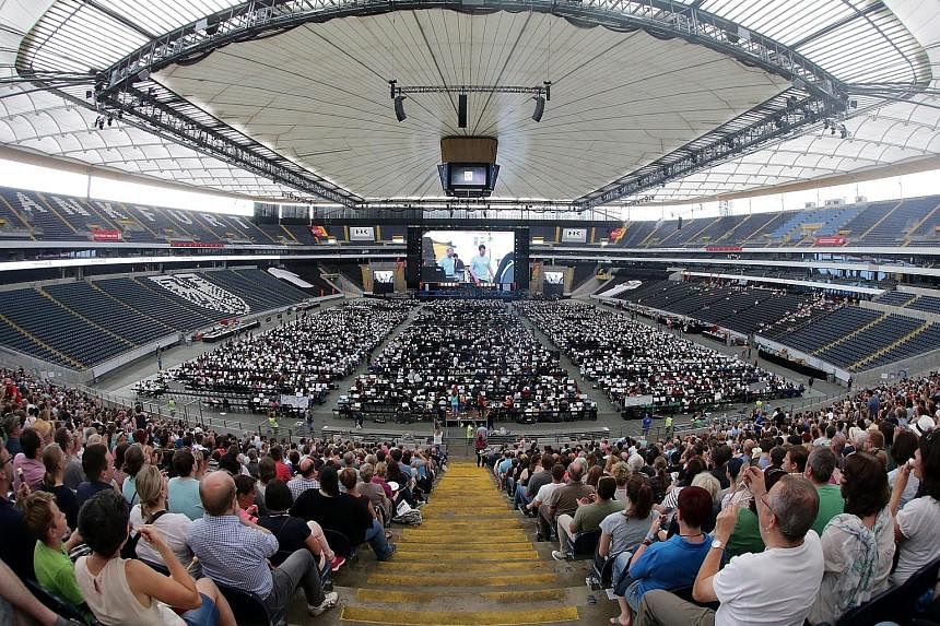 More than 7,500 classical musicians performing in a German football arena on Saturday night to set a world record for the biggest orchestra. Amateur groups and full orchestras from Germany, Austria and the Netherlands took part in the show in Frankfu