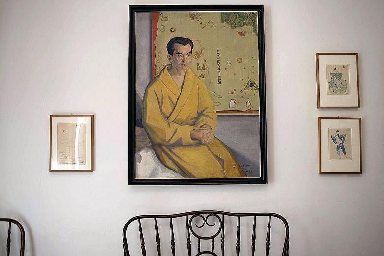 A portrait (above) of poet and playwright Federico Garcia Lorca.