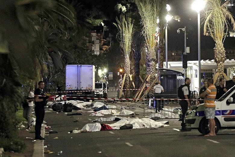 The aftermath of the attack after a lone assailant drove a truck into a crowd watching Bastille Day fireworks on Thursday night. Apart from the 84 people dead, about 50 others were in critical condition. World leaders and public figures, including to