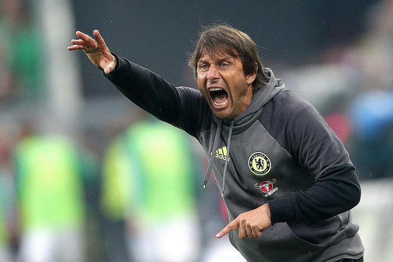 Chelsea manager Antonio Conte showing his displeasure during the 0-2 loss to Rapid at the new Allianz Stadion. He is known to send things flying through the air when angered.