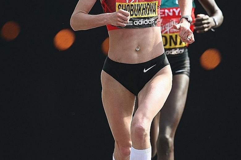 Liliya Shobukhova on her way to second place in the 2011 London Marathon. The recently retired runner was in 2013 banned for life from taking part in all the six big city marathons.