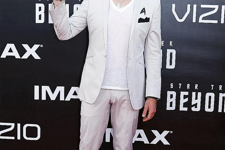 Writer-actor Simon Pegg in Star Trek Beyond with Sofia Boutella.