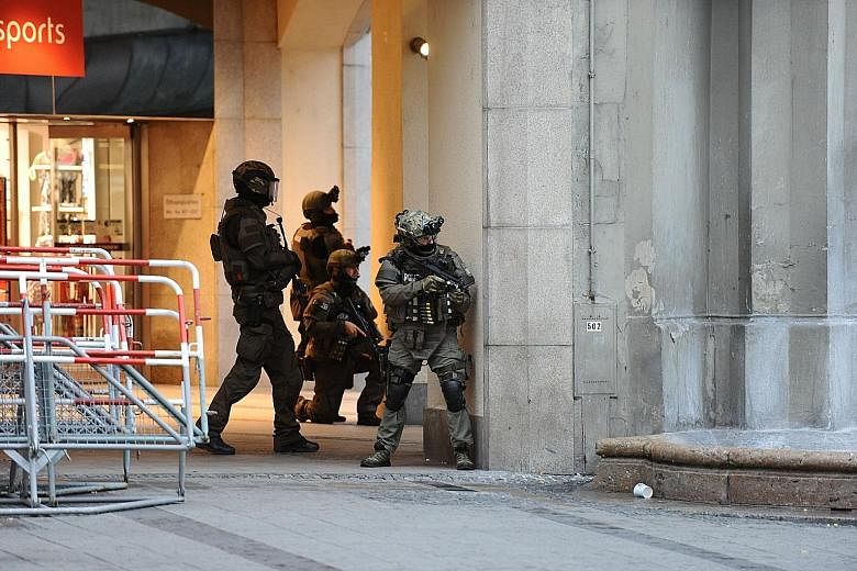 (Left) Police securing a subway station near the mall where Sonboly (above) started his attack. He had a gun and 300 rounds in a rucksack. He was later found with a shot to the head.