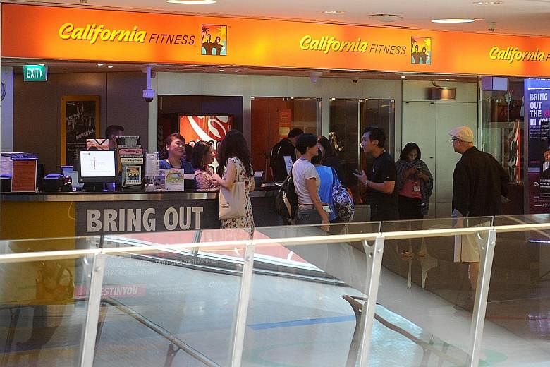California Fitness' Novena outlet last Tuesday before it closed. After nearly two decades in Singapore, the gym chain shuttered its Raffles Place branch suddenly on July 16, followed by its Novena and Bugis outlets last week.