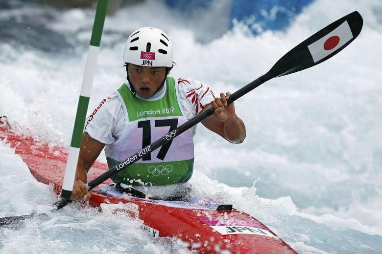 Japan's Kazuki Yazawa competing in the K-1 kayak slalom during the London 2012 Olympic Games where he finished ninth. 
