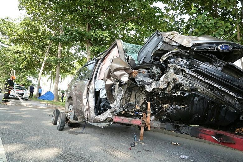 Mr Matsuo was driving along Changi Coast Road when he reportedly veered across the central divider, then over two more lanes before crashing into a tree. The five injured are also navy personnel, in their 20s or 30s. Mr Matsuo was pronounced dead at 