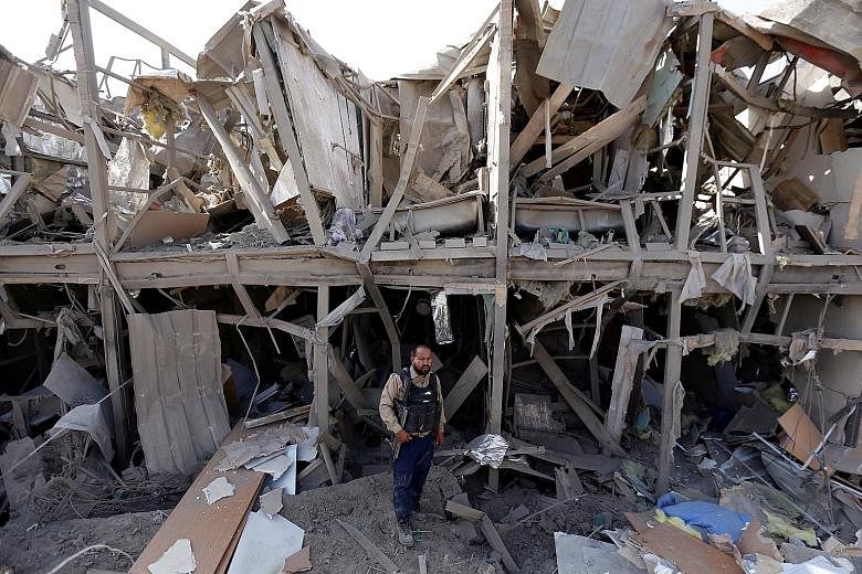The remains of the Northgate hotel in Kabul after it was hit by a Taleban truck bomb in the early hours of yesterday.