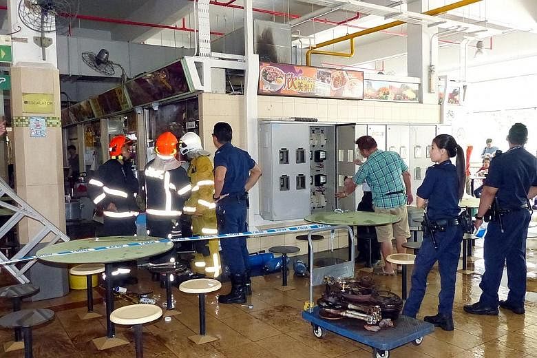 According to preliminary investigations, the flash fire at a stall in the Old Airport Road Food Centre yesterday morning might have been caused by repairs being carried out to the stall's gas supply, the SCDF said.