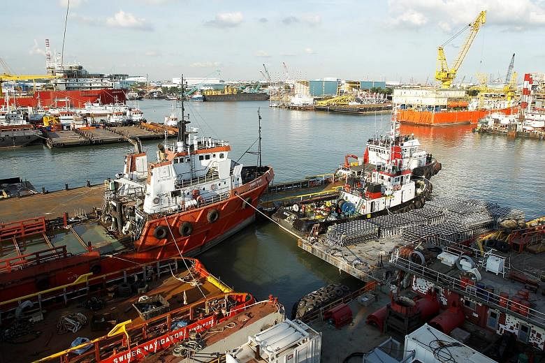 Swiber's shipyard in Singapore in 2013. DBS Bank last Friday revealed it would increase provisioning for loan losses to half of its $700 million exposure to Swiber.
