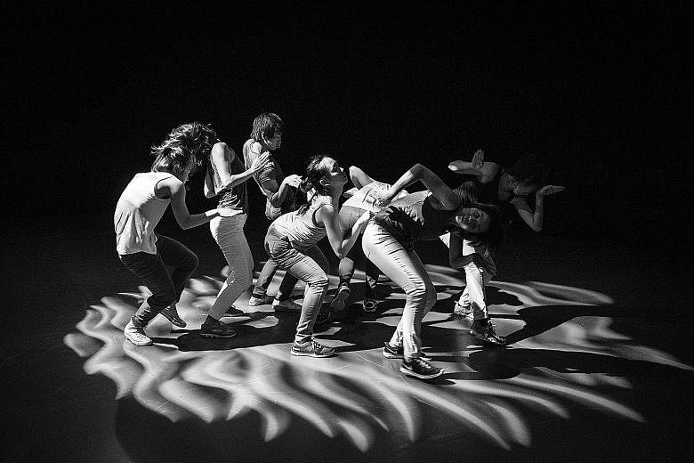 Tan Ngiap Heng's black- and-white photos include those taken at the dance work, Free (2014, above), by Raw Moves; and theatre production, The Weight Of Silk On Skin (2011, featuring actor Ivan Heng), by Wild Rice.