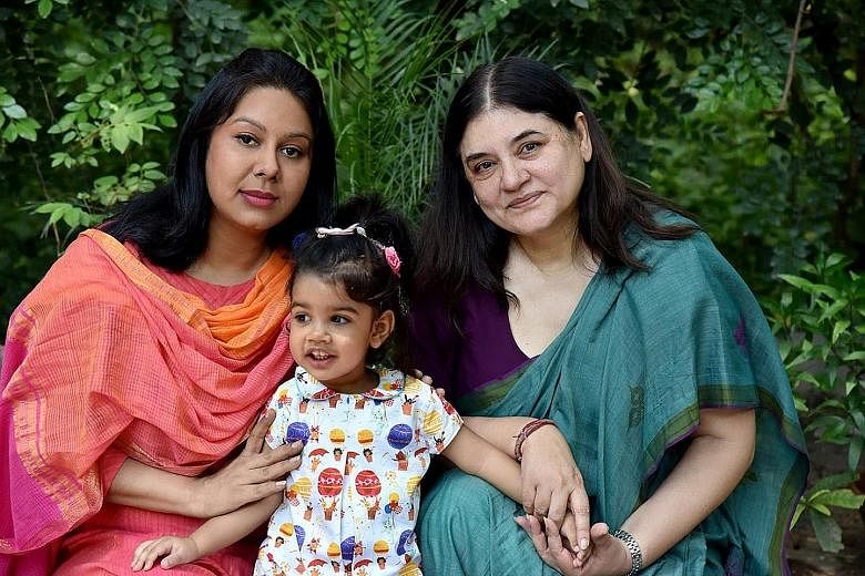 Mrs Gandhi (right) tweeted this photo of herself with her daughter-in-law and granddaughter to mark Daughter's Day. The social media campaign is part of the "Save daughter, educate daughter" programme.