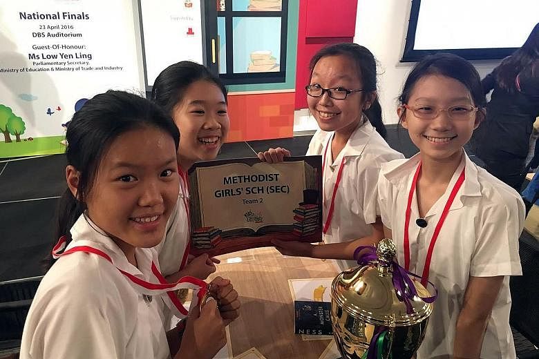 The winners from Methodist Girls' School (Secondary, (from left) Erin Chan, Hua Xuan Ying, Tricia Chee and Elizabeth Chua.
