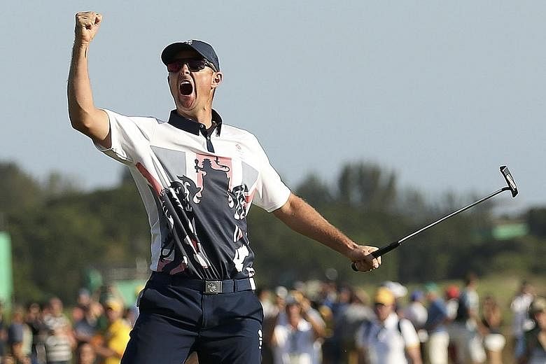 Britain's Justin Rose celebrating clinching the golf gold medal. The sport's return to the Games was overshadowed by numerous high-profile withdrawals, but the enthusiastic support the competition received in Rio has raised hopes that golf could beco