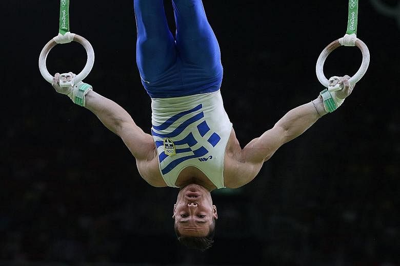 Showing flawless style and poise, Eleftherios Petrounias of Greece was the only gymnast in the rings final to hit the 16-point mark, relegating the 2012 champion Arthur Zanetti of Brazil to the silver medal on Monday.