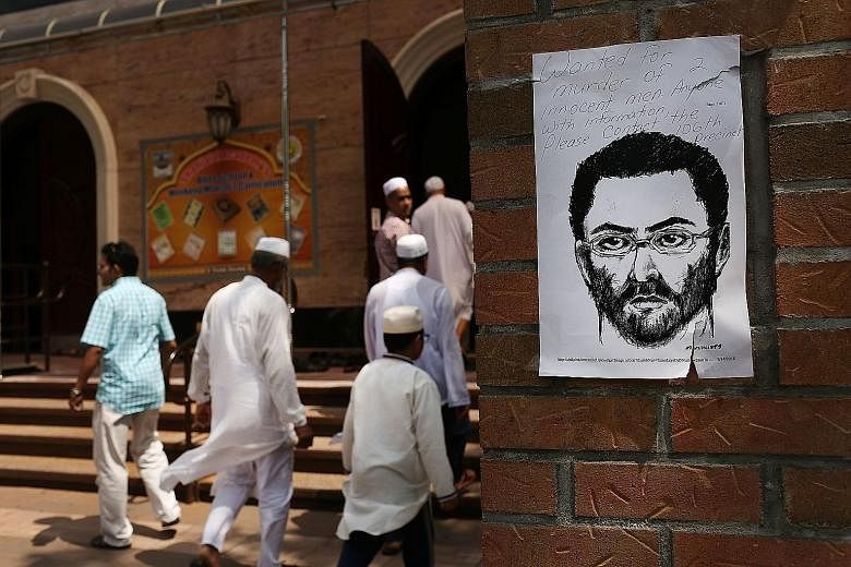 A sketch of accused killer Oscar Morel on display outside a mosque in Queens, New York, near the scene of the murders. The brutal slaying has sent shockwaves through Muslim communities in the US.