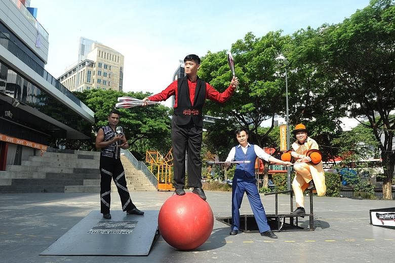 Members of Circus In Motion (from far left) Ahmed Firdaus, Benjamin Teo, Jay Che and Edward Chua.