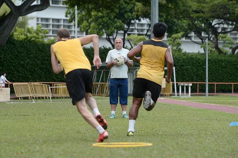 Balestier Khalsa coach Marko Kraljevic overseeing his side's preparations before facing Albirex. He is not under pressure despite the Tigers languishing near the foot of the table.