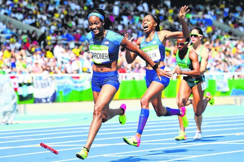 The United States women's 4x100m team will get a chance to qualify for the final after winning the right to re-run their heat in Rio this morning (Singapore time). The defending champions were facing a sensational disqualification after a dropped bat