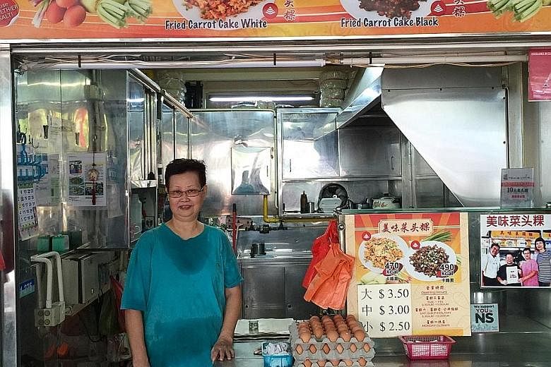 Madam Teo Kwee Lang (above), who runs Bee Bee Carrot Cake with her cousin, is in charge of cooking the dish.