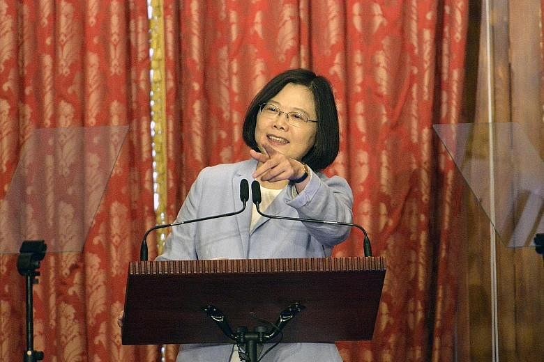 Taiwan President Tsai Ing-wen at a press briefing yesterday. Ms Tsai has angered China by refusing to endorse the 1992 Consensus.