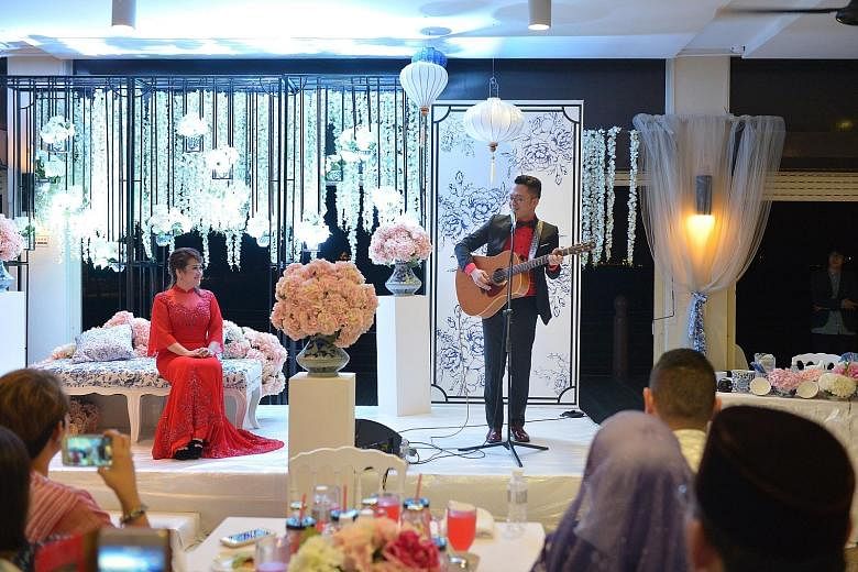 Sezairi performing a ballad he wrote in Malay for his wife which had the entire ballroom mesmerised last night. The couple's marriage solemnisation in January was an intimate affair.