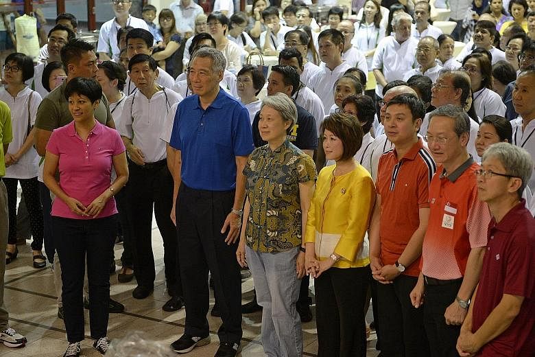 Ms Indranee (left) with PM Lee and his wife Ho Ching at the Remembering Our Founding Prime Minister Lee Kuan Yew event in Duxton, deep in the heart of the Tanjong Pagar ward, in April last year. In his speech, PM Lee recalled a Tanjong Pagar resident