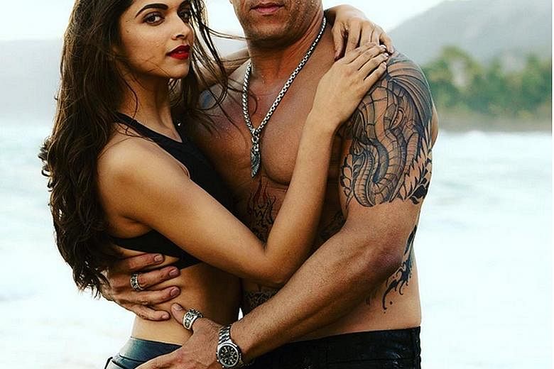 Indian actress Deepika Padukone, who stars with Vin Diesel (both above) in xXx: Return Of Xander Cage, earned US$10 million (S$13.5 million) to debut at No. 10 on Forbes' list of highest-paid actresses.
