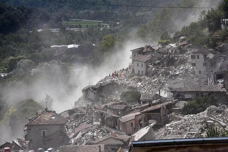 The scene after the earthquake in Arquata del Tronto, central Italy. In some of the deserted shells of what were once family homes, phones rang off the hook. The quake was felt across a broad section of central Italy, in the Umbria, Lazio and Marche 