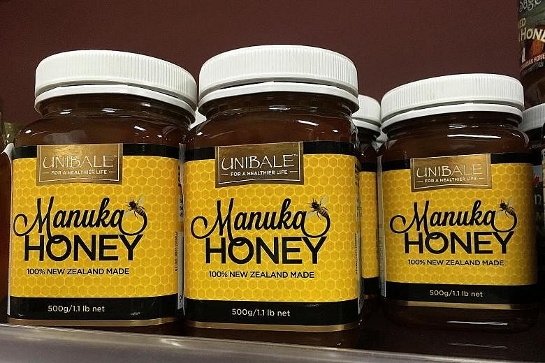 Manuka honey products in a supermarket in Beijing, China.