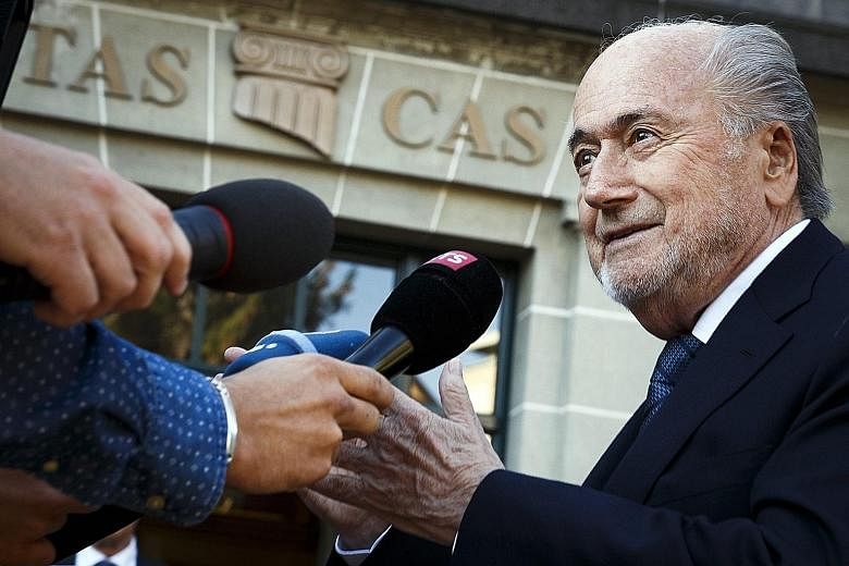 Former Fifa president Sepp Blatter arrives at the Court of Arbitration for Sport in Lausanne yesterday for the hearing of his appeal against a six-year ban from football for ethics violations.