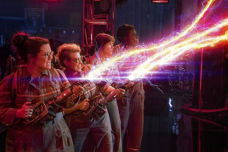 Ghostbusters (2016), which stars (from far left) Melissa McCarthy, Kate McKinnon, Kristen Wiig and Leslie Jones, is fun and exciting when viewed in 3D.