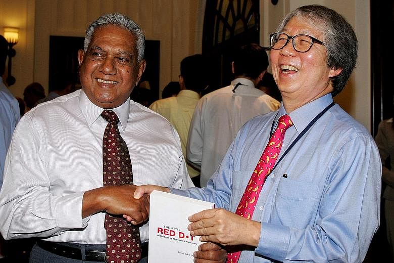 Professor Koh with Mr Nathan at the 2005 launch of a book titled The Little Red Dot: Reflections By Singapore's Diplomats.