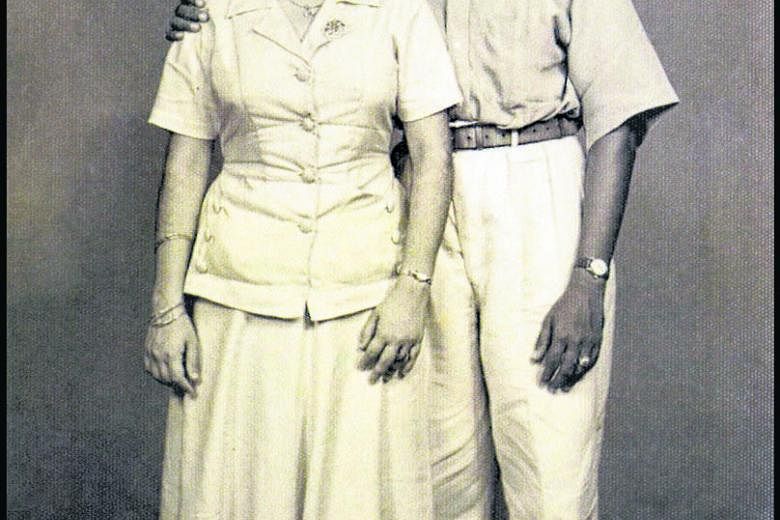 Mr Nathan with Umi in Kuala Lumpur on Sept 4, 1952, before she flew off to Britain for her studies. He first met her in 1942, when she was 13 and he was 18. They got married after a courtship which lasted 16 years.