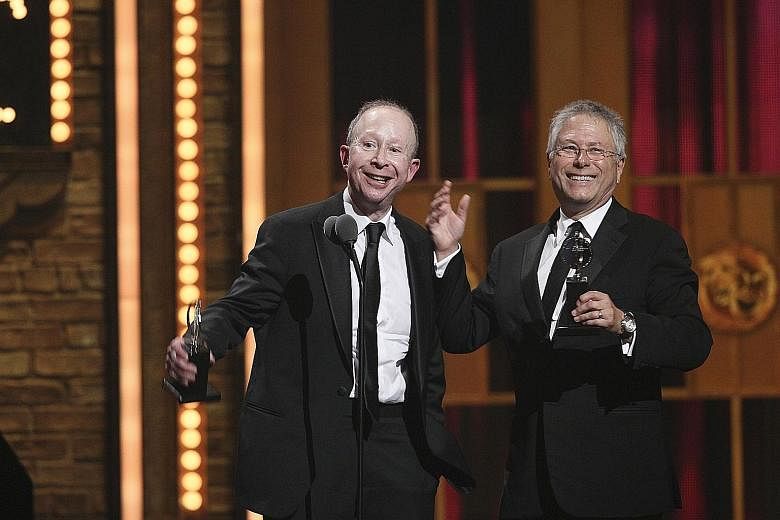 Songwriter Alan Menken (above right, with lyricist Jack Feldman) as they accept the Tony for Best Original Score for their work on Newsies, at the Tony Awards in 2012.