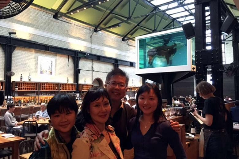 Mr Hua with his son Sean, wife Mona and daughter Natalie. The 53-year-old writes to the Forum page mainly about issues relating to the local art ecosystem and regional geopolitics. 