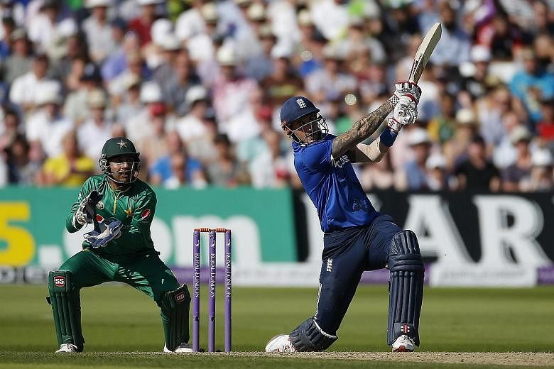 Alex Hales on the way to his record-breaking 171 in the third one-day international against Pakistan at Trent Bridge on Tuesday. After a string of failures in the Test series and two low scores in the earlier ODIs, he surpassed Robin Smith's mark of 