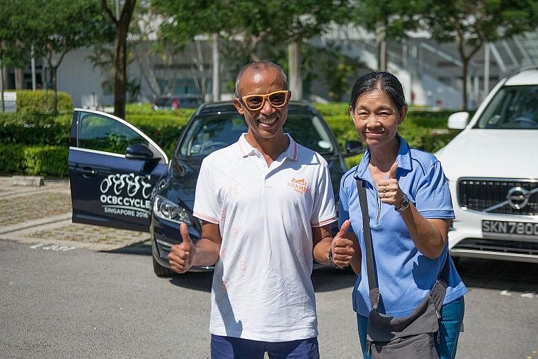 Both Ravindran Retnam and Sally Lim went on the Volvo Route Familiarisation Ride to attune themselves to the OCBC Cycle ride next month.
