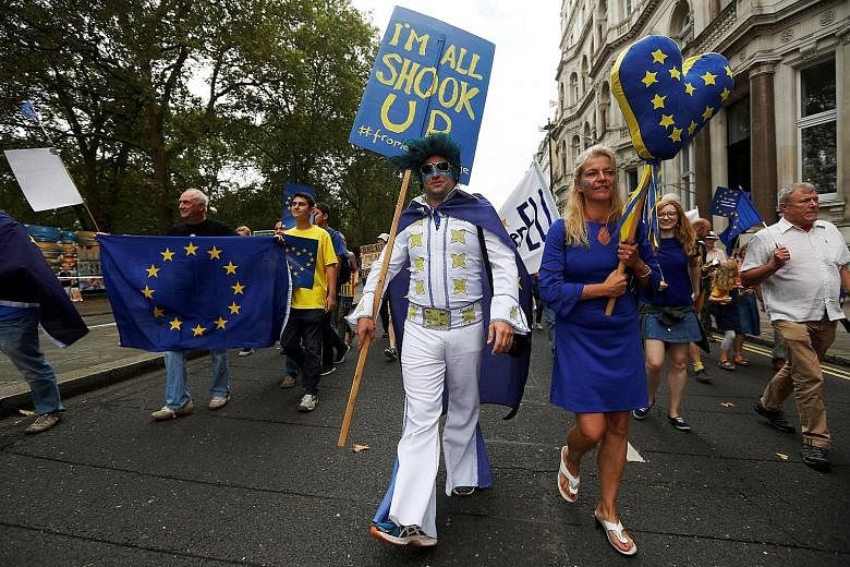 Pro-Europe demonstrators during a march in London last Saturday against the Brexit vote result in June.