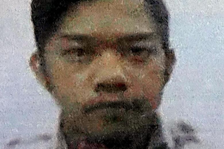 Detachment 88 officers raided the home of the suspect, identified as Leonardus Hutajulu (above), and seized, among other items, an airsoft replica of an assault rifle, two mobile phones, an Indonesian passport, ATM cards and religious books (top).