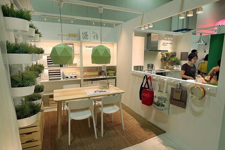 The Ikea sustainable home showcase at Green Living 2016, which opened yesterday at the Marina Bay Sands Convention Centre. The eco-lifestyle event offers more than 40 workshops and seminars for the public, on topics such as terrarium making and organ