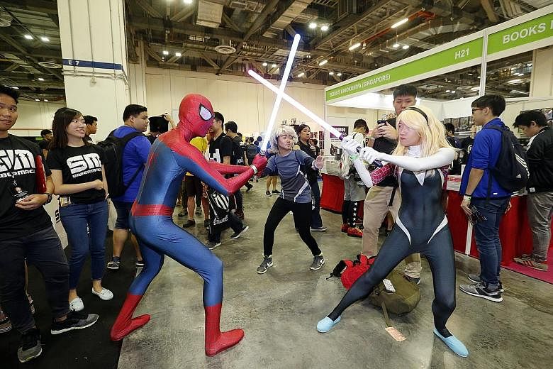 Spider-Man met his match in Spider-Gwen at the Singapore Toy, Game & Comic Convention last weekend.