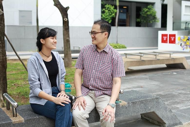 Mr Victor Ng, who is self-employed, supports his daughter during the exam period by fetching her from school, cooking "good food", and making sure she gets enough rest. Miss Shanice Ng, who will sit the A levels this year, spends a few hours revising