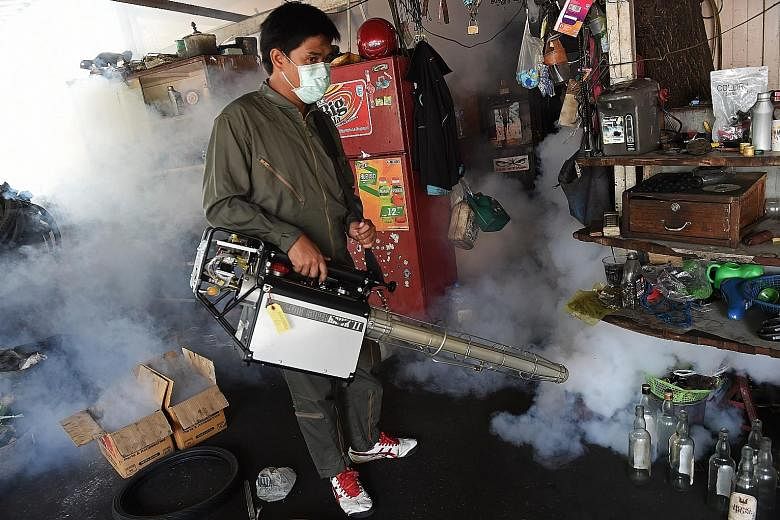 Thailand is combating the risk by misting and spraying mosquito- infested areas, said a Health Ministry official. The ministry urged Thais not to panic as it said the virus was not deadly or contagious - though in fact it can be passed on sexually.