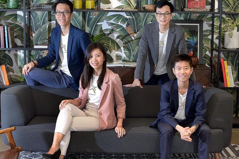 Intelllex was set up by lawyers (back row, from left) Mr Chang and Mr Koh, together with (front row, from left) Ms Ng, formerly from the PMO's Public Service Division and Ms Li, former chief operating officer of an IT start-up. The website has helped