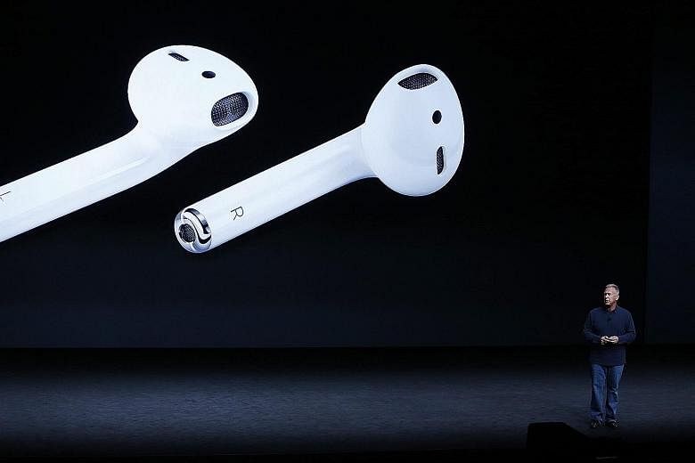 Apple senior vice-president of worldwide marketing Phil Schiller introducing the Apple AirPods wireless earphones, launched along with the iPhone 7 in San Francisco last week. The loss of the headphone jack is an inconvenience, but many different bra