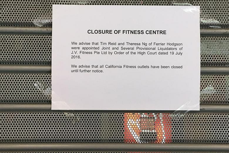 A California Fitness branch at Velocity@Novena Square on July 18 before it ceased operating the following day. After nearly 20 years here, the gym chain closed all its outlets suddenly that month.