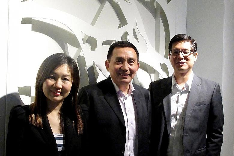 (From left) Koufu CFO Ms Chua; Mr Koh, the Singapore Business Federation's assistant executive director of the SME committee secretariat and capacity-building division; and Reebonz CFO Mr Cheah at the release of the American Express survey results ye