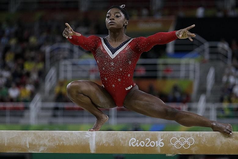 Simone Biles executing her bronze-medal winning routine on the balance beam in Rio last month. The star American gymnast, who won four golds at the Olympics, reiterated that she has always believed in clean sport.